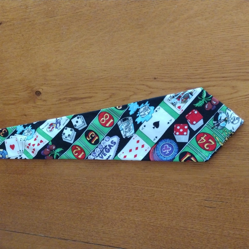 Nicole Miller Las Vegas Tie Dated 1994 Casino Games Cards Dice Chips